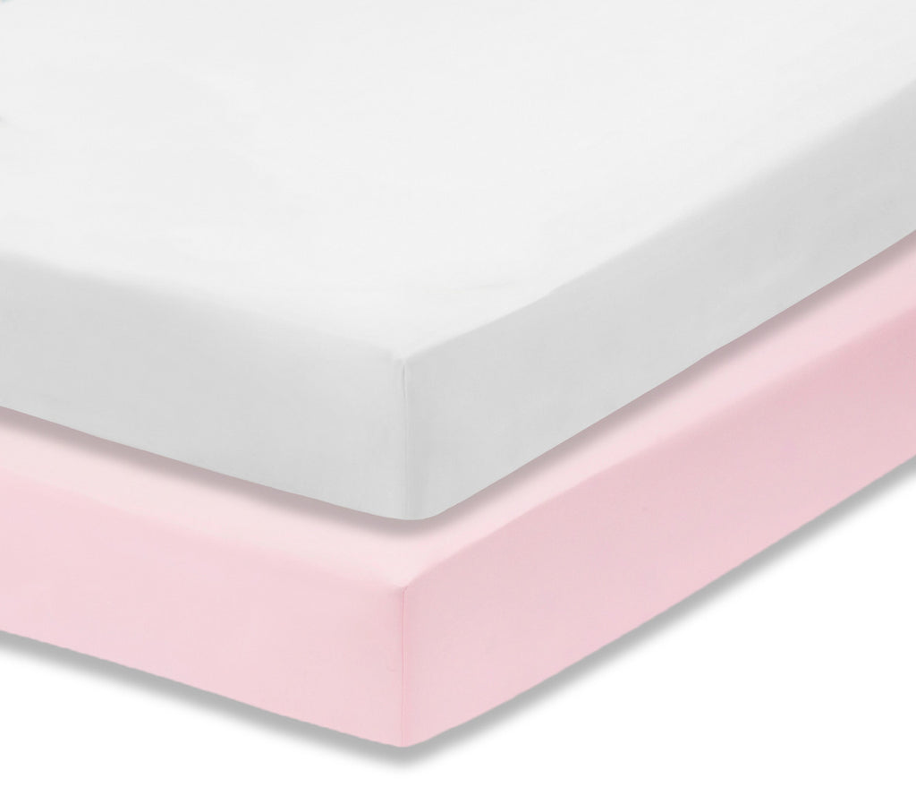 Everyday Kids 2-Pack Fitted Crib Sheets - Pink/White