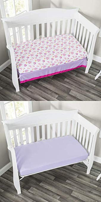 Everyday Kids 2 Pack Fitted Girls Crib Sheet - Princess/Lavender
