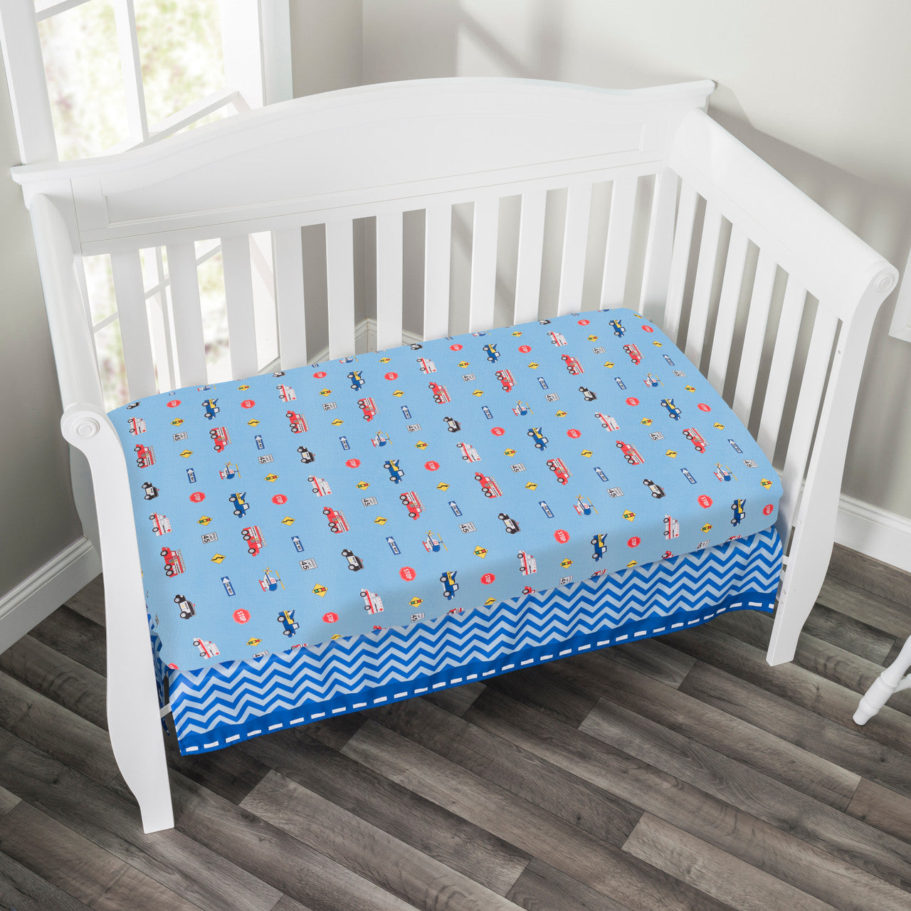 Everyday Kids 2 Pack Fitted Boys Crib Sheet - Rescue/Blue