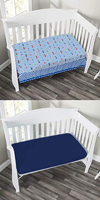 Everyday Kids 2 Pack Fitted Boys Crib Sheet - Rescue/Blue