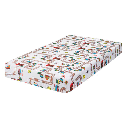 Everyday Kids 2 Pack Fitted Boys Crib Sheet - Train/Light Blue