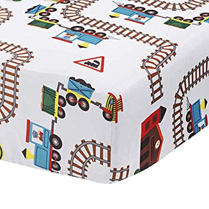Everyday Kids 2 Pack Fitted Boys Crib Sheet - Train/Light Blue