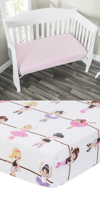 Everyday Kids 2 Pack Fitted Girls Crib Sheet -Ballerina/Pink