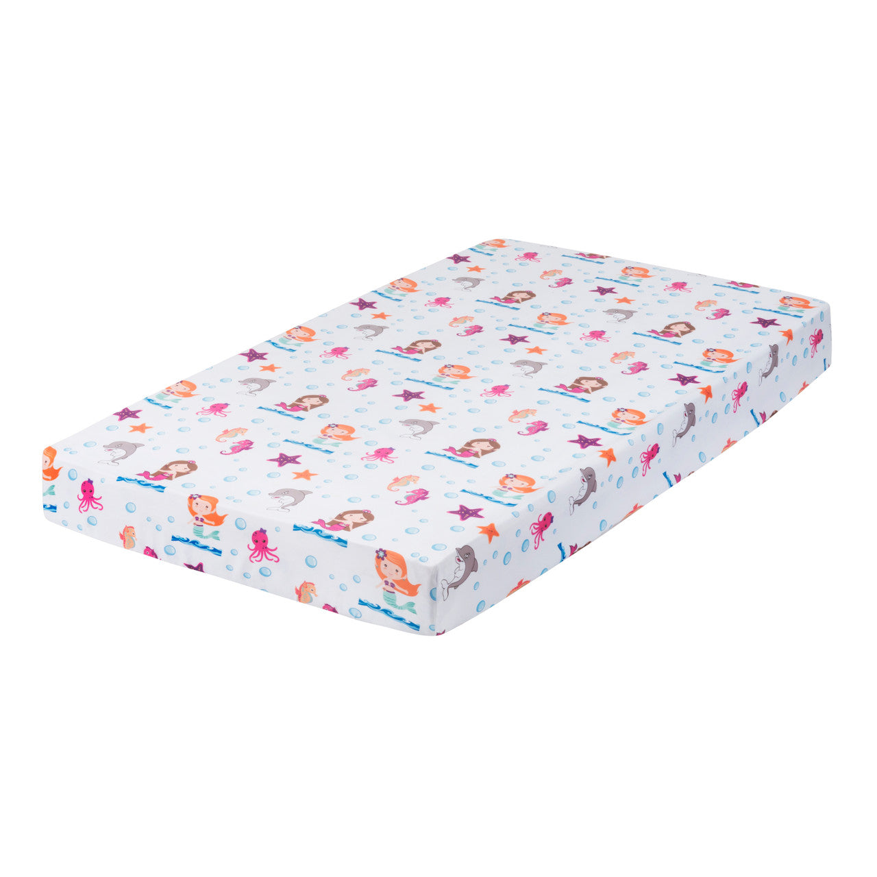 Everyday Kids 2 Pack Fitted Girls Crib Sheet - Mermaid/Aqua