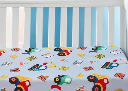 EVERYDAY KIDS 2 Pack Fitted Boys Crib Sheet - Construction/Gold