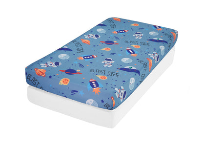 EVERYDAY KIDS 2-Pack Fitted Boys Crib Sheet - Space/White