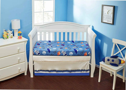 EVERYDAY KIDS 2-Pack Fitted Boys Crib Sheet - Space/White