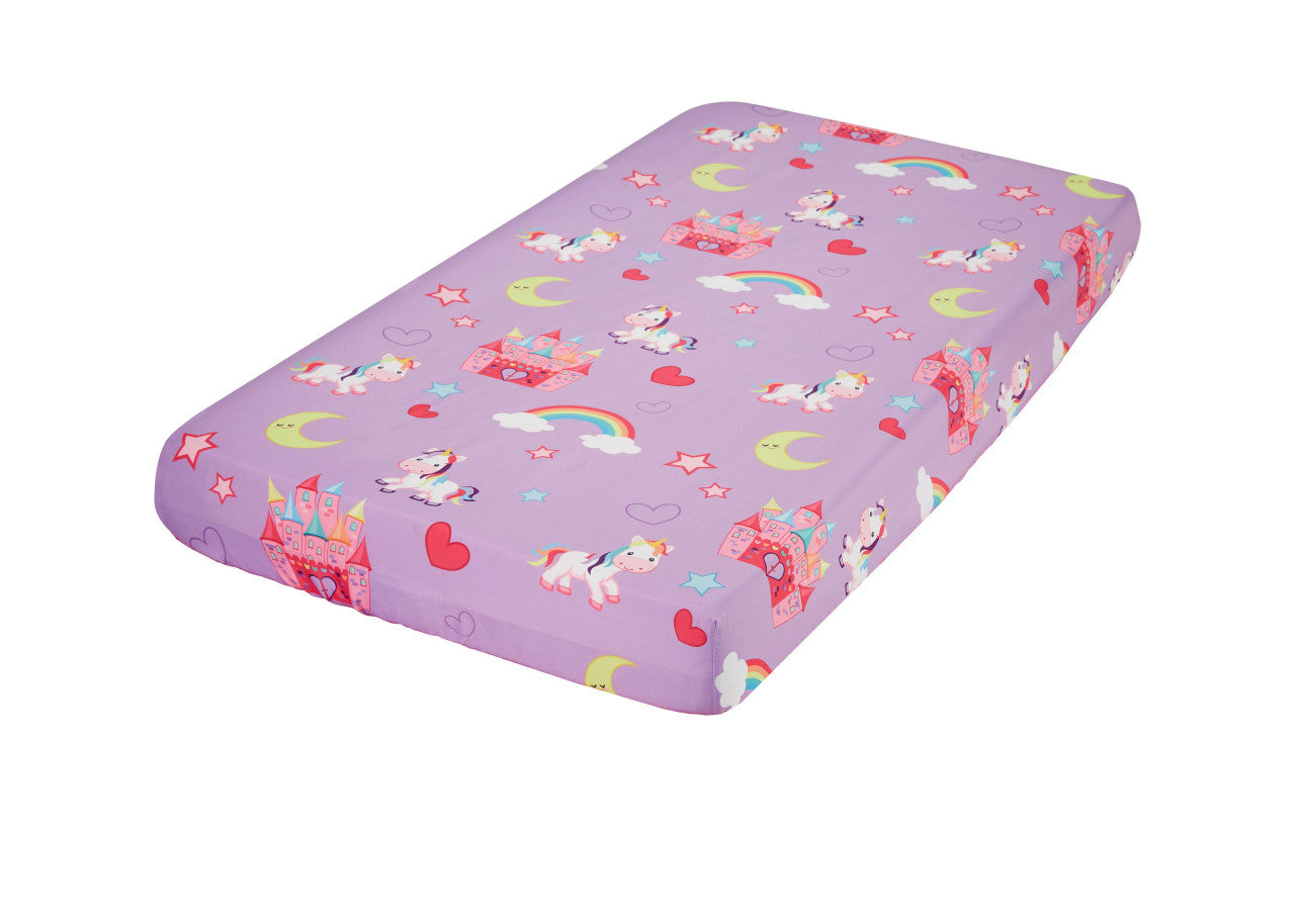 EVERYDAY KIDS 2 Pack Fitted Girls Crib Sheet - Unicorn/Hot Pink