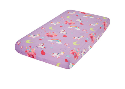 EVERYDAY KIDS 2 Pack Fitted Girls Crib Sheet - Unicorn/Hot Pink