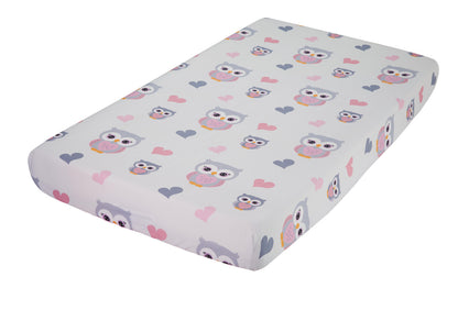 EVERYDAY KIDS 2 Pack Fitted Girls Crib Sheet - Sweet Owls/Pink