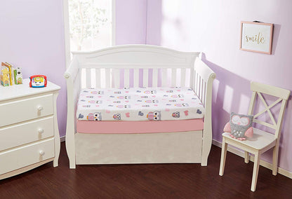 EVERYDAY KIDS 2 Pack Fitted Girls Crib Sheet - Sweet Owls/Pink
