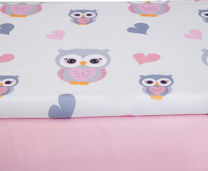 EVERYDAY KIDS 2 Pack Fitted Girls Crib Sheet - Sweet Owls/Pink