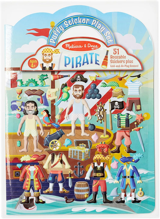 Melissa & Doug Puffy Sticker Activity Book – Pirates, 51 Reusable Stickers Travel Activity Book for Kids
