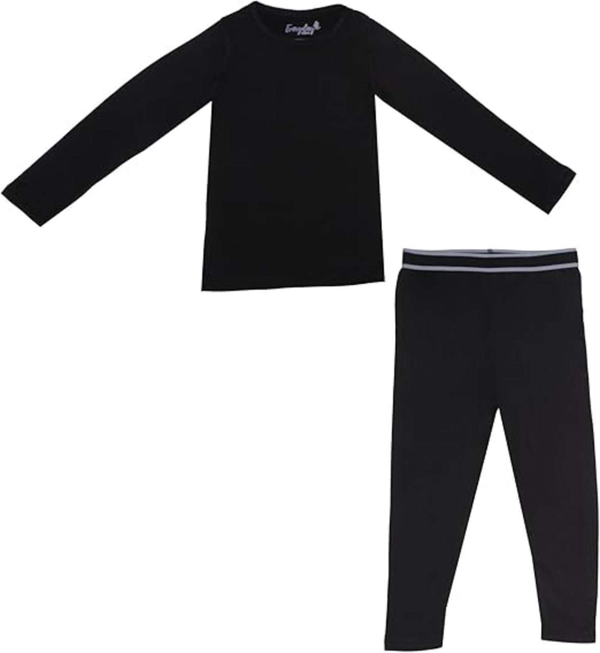 EVERYDAY KIDS Girls Black Thermal Top and Bottom Underwear Set