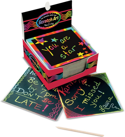 Melissa & Doug Scratch Art Rainbow Mini Notes, 125 Count with Wooden Stylus, Scratch-Off Drawing Activity for Kids