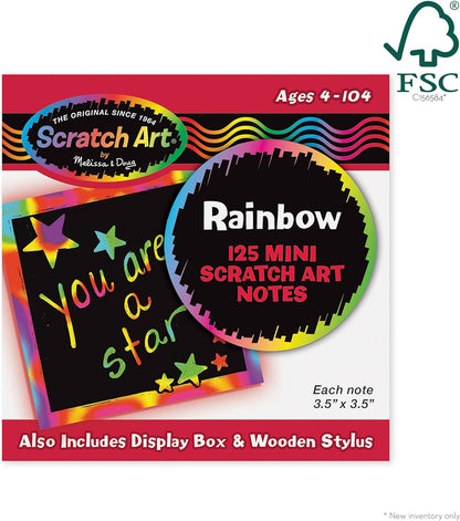 Melissa & Doug Scratch Art Rainbow Mini Notes, 125 Count with Wooden Stylus, Scratch-Off Drawing Activity for Kids