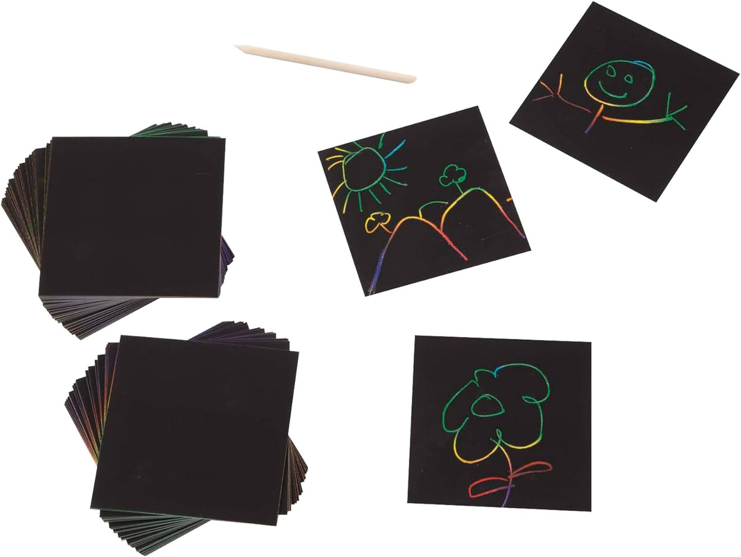 Melissa & Doug Scratch Art Rainbow Mini Notes, 125 Count with Wooden Stylus, Scratch-Off Drawing Activity for Kids