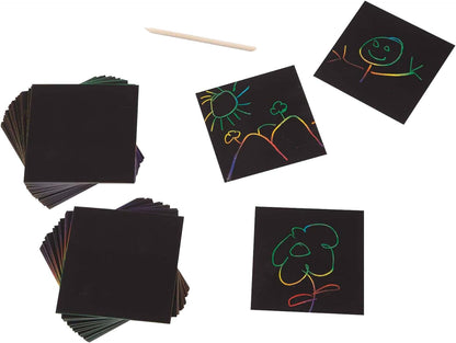 Melissa & Doug Scratch Art Rainbow Mini Notes, 125 Count with Wooden Stylus, Scratch-Off Drawing Activity for Kids