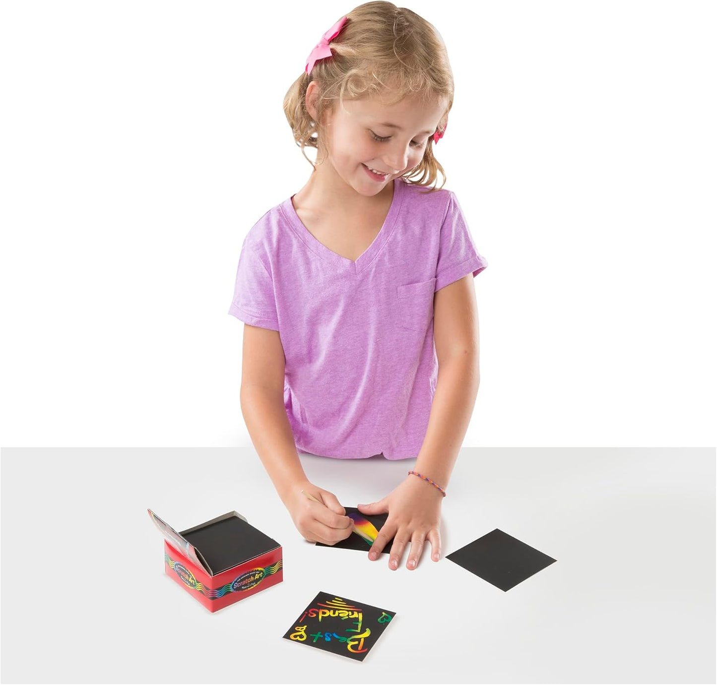 Melissa & Doug Scratch Art Rainbow Mini Notes, 125 Count with Wooden Stylus, Scratch-Off Drawing Activity for Kids