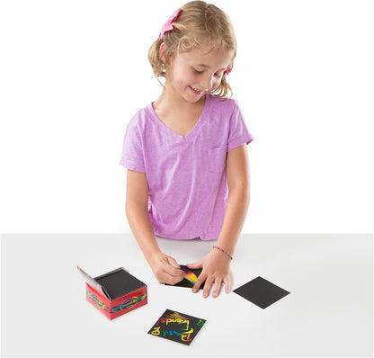Melissa & Doug Scratch Art Rainbow Mini Notes, 125 Count with Wooden Stylus, Scratch-Off Drawing Activity for Kids