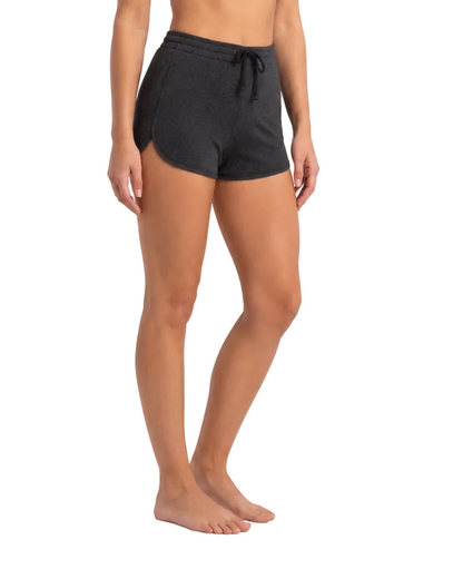 New York Laundry Women's 3-Inch Running Shorts with Drawstring Waistband and Pockets, Charcoal Heather