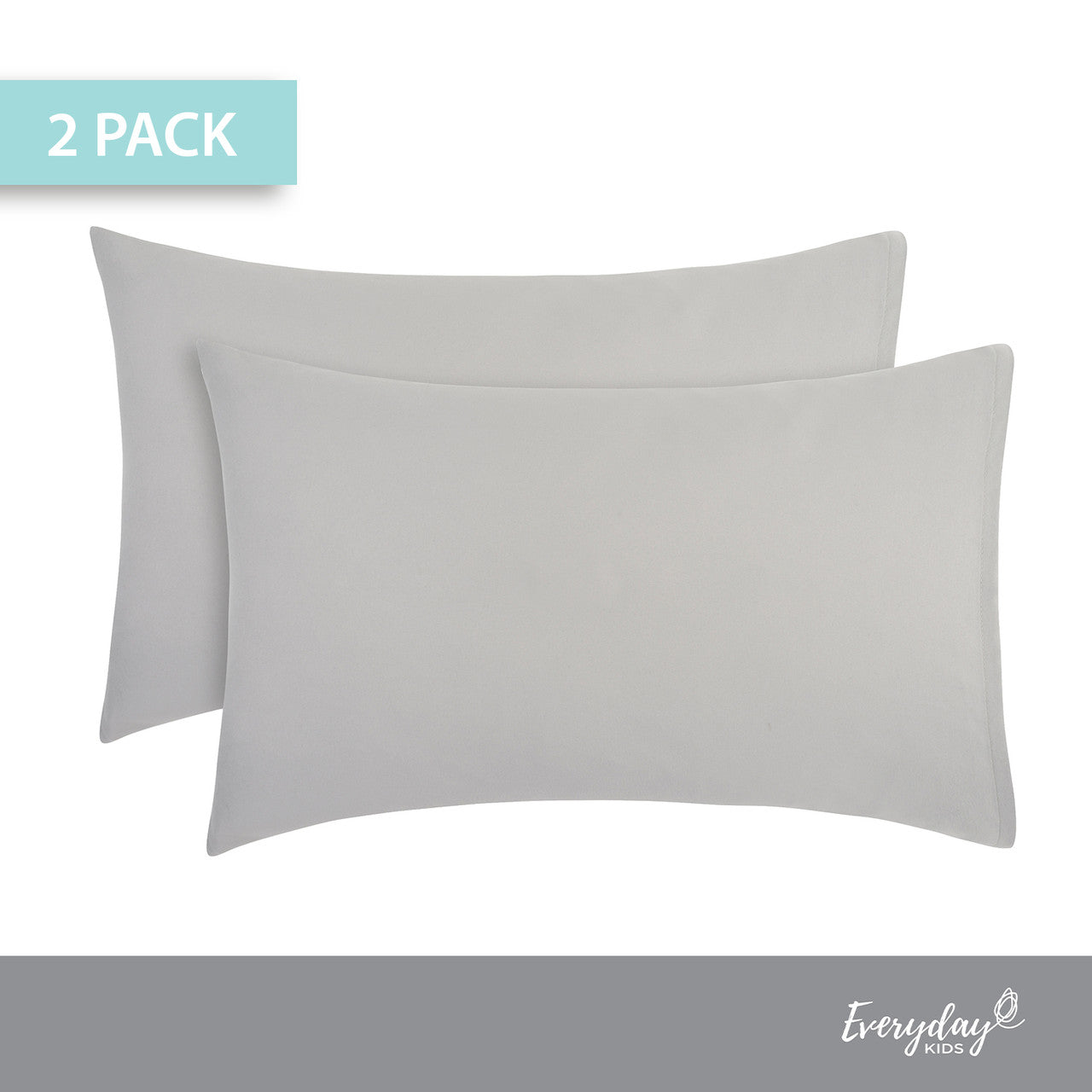 Everyday Kids 2-Pack Toddler Travel Pillowcases - Solid Grey