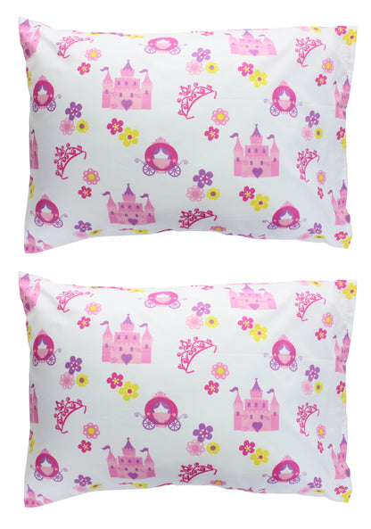 EVERYDAY KIDS 2-Pack Toddler Travel Pillowcases - Princess Storyland