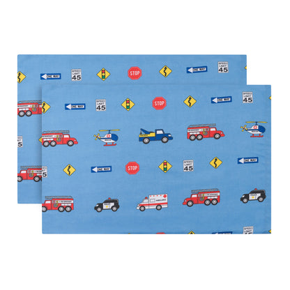 EVERYDAY KIDS 2-Pack Toddler Travel Pillowcases - Fire, Police and Rescue