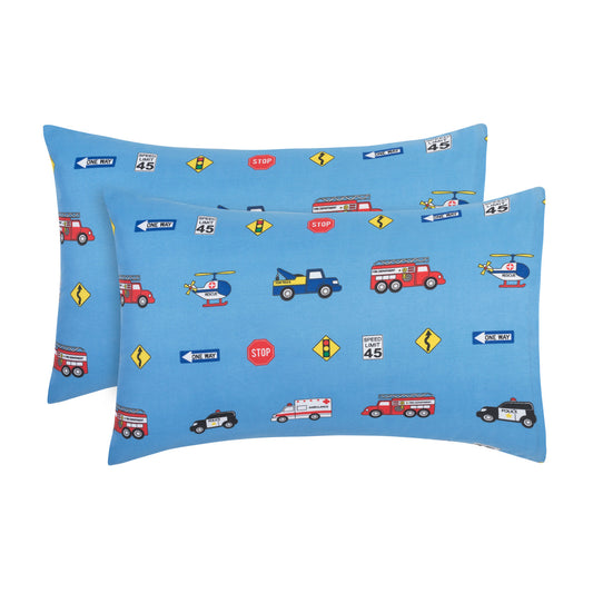 EVERYDAY KIDS 2-Pack Toddler Travel Pillowcases - Fire, Police and Rescue