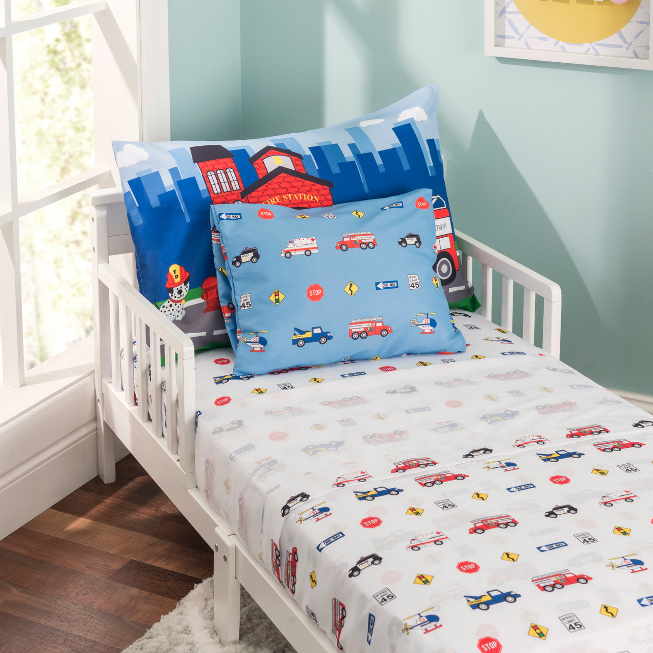 EVERYDAY KIDS 2-Pack Toddler Travel Pillowcases - Fire, Police and Rescue