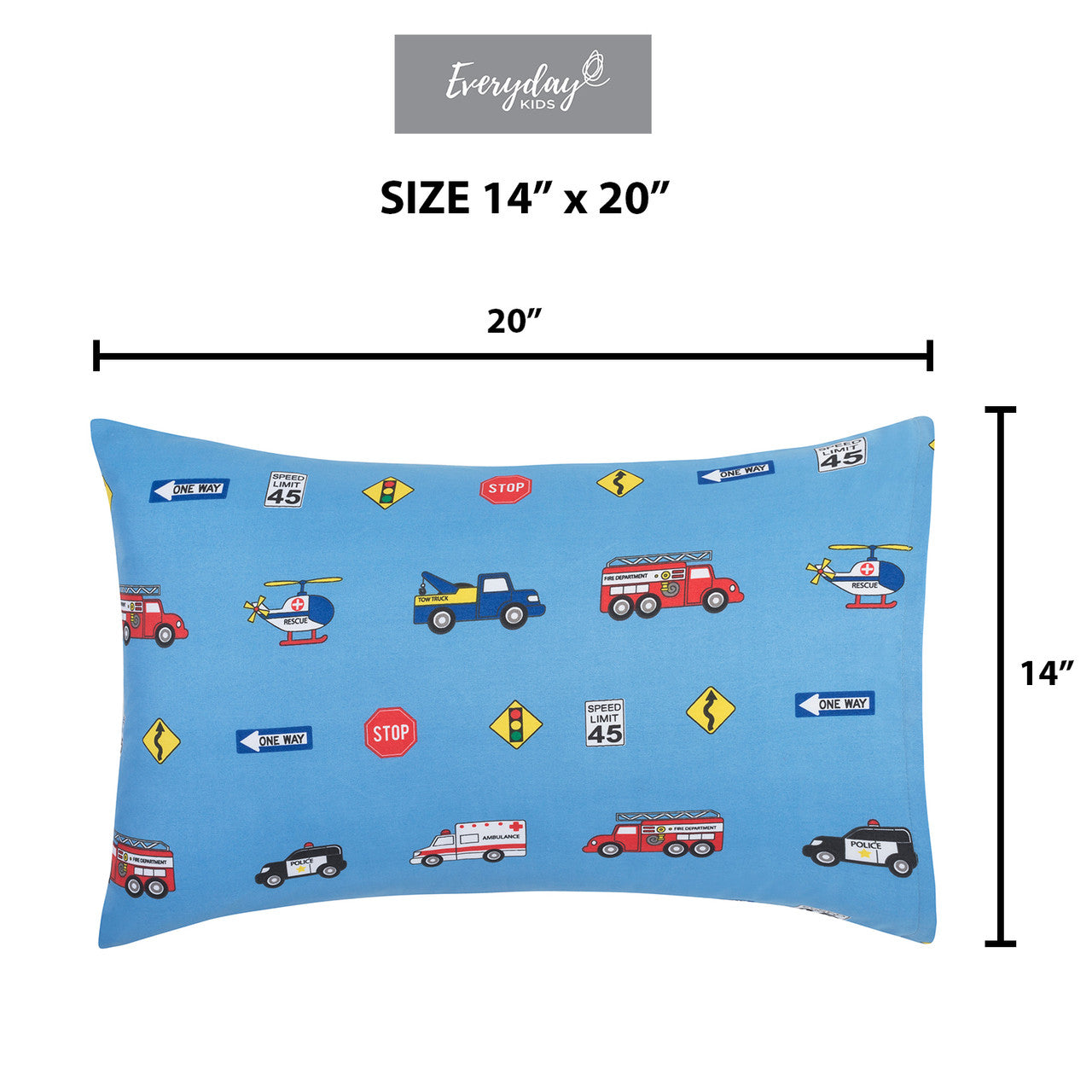 EVERYDAY KIDS 2-Pack Toddler Travel Pillowcases - Fire, Police and Rescue