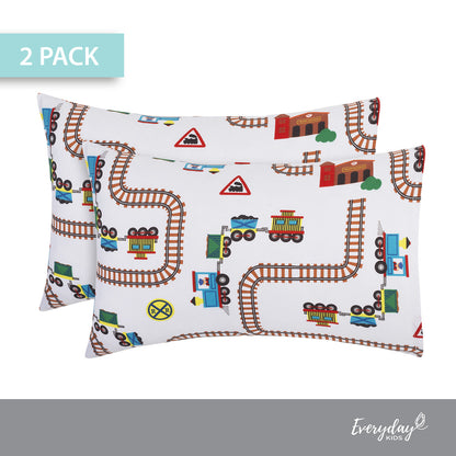 EVERYDAY KIDS 2-Pack Toddler Travel Pillowcases - Choo Choo Train
