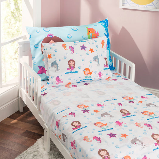 EVERYDAY KIDS 2-Pack Toddler Travel Pillowcases - Undersea Mermaid Adventure