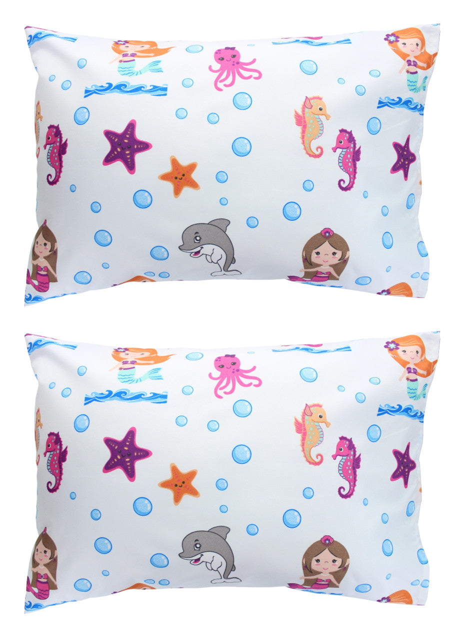 EVERYDAY KIDS 2-Pack Toddler Travel Pillowcases - Undersea Mermaid Adventure