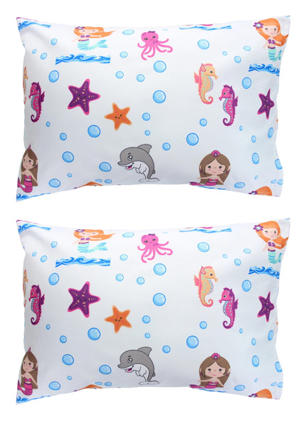EVERYDAY KIDS 2-Pack Toddler Travel Pillowcases - Undersea Mermaid Adventure
