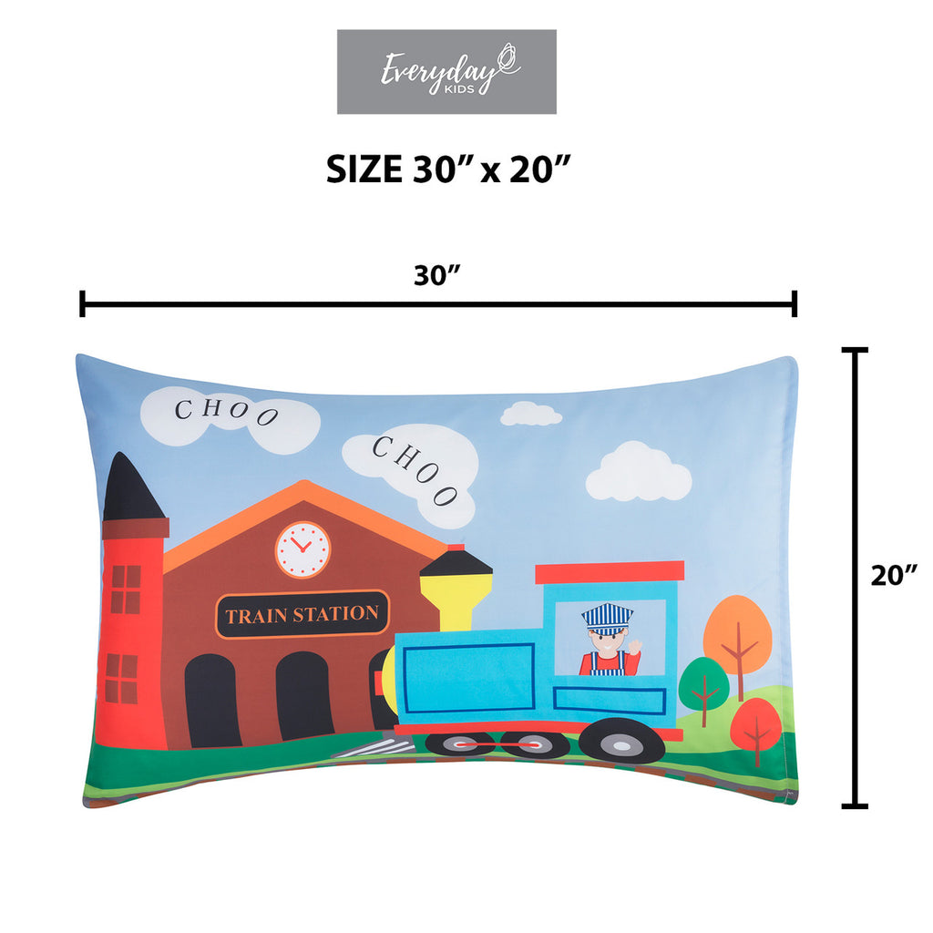 EVERYDAY KIDS Train 2 Pack Pillowcase Set