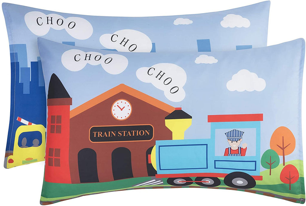 EVERYDAY KIDS Train 2 Pack Pillowcase Set