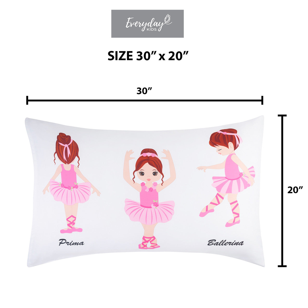 EVERYDAY KIDS Ballerina 2 Pack Pillowcase Set