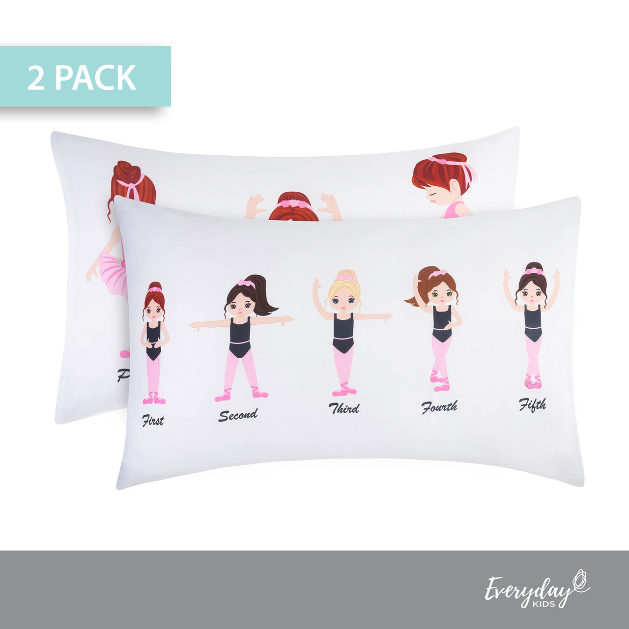 EVERYDAY KIDS Ballerina 2 Pack Pillowcase Set
