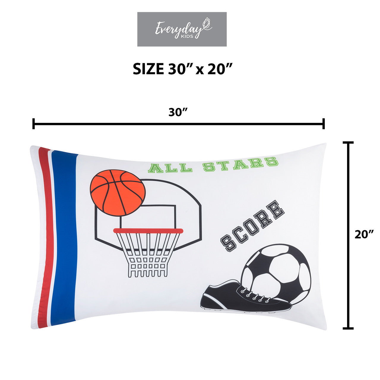 EVERYDAY KIDS Sports 2 Pack Pillowcase Set