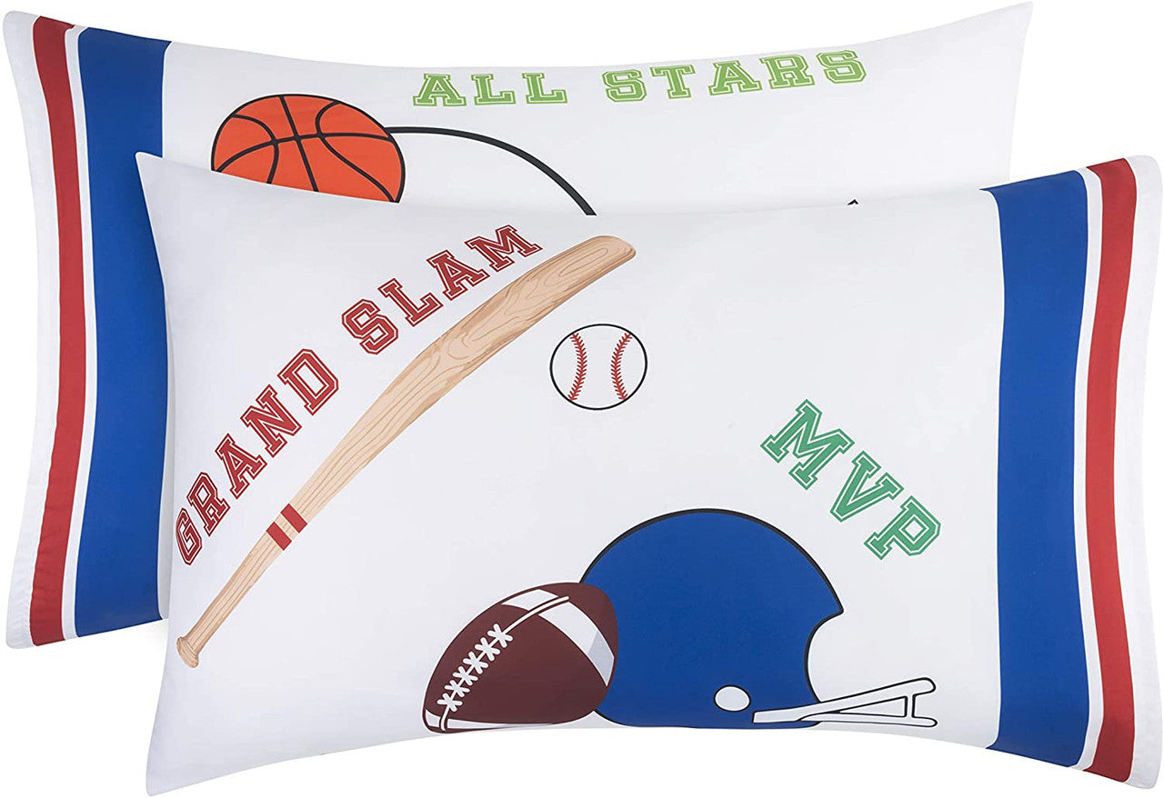 EVERYDAY KIDS Sports 2 Pack Pillowcase Set