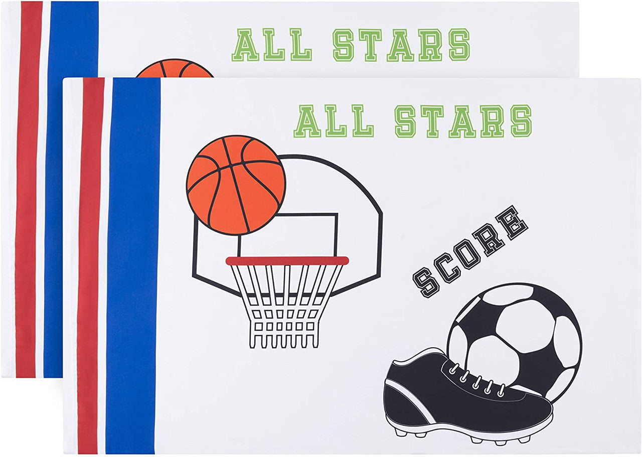 EVERYDAY KIDS Sports 2 Pack Pillowcase Set