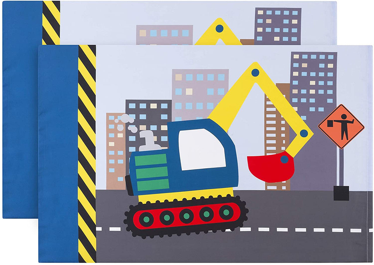 EVERYDAY KIDS Construction 2 Pack Pillowcase Set