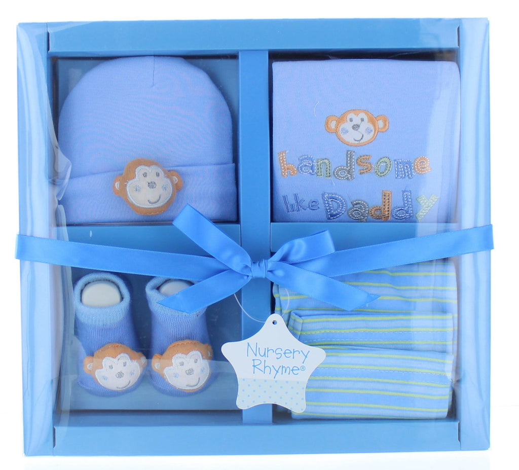 Nursery Rhyme 4 Piece Layette Boys Gift Set - Handsome Like Daddy