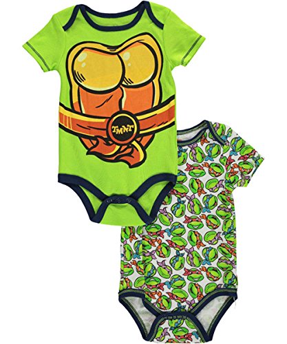 TMNT Baby Boys' "Turtle Chest" 2-Pack Bodysuits