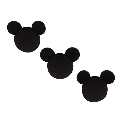 Disney Mickey Mouse Shaped Plush Nursery Wall Decor, 3-Piece 3D Dimensional Silhouette Wall Hangings, Black