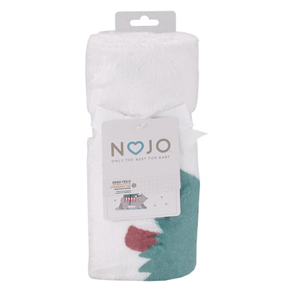 NoJo Santa's Little Helper Plush Baby Blanket, 30x40 Holiday Photo Op Milestone Blanket with Christmas Bear & Garland, White, Red and Slate Blue