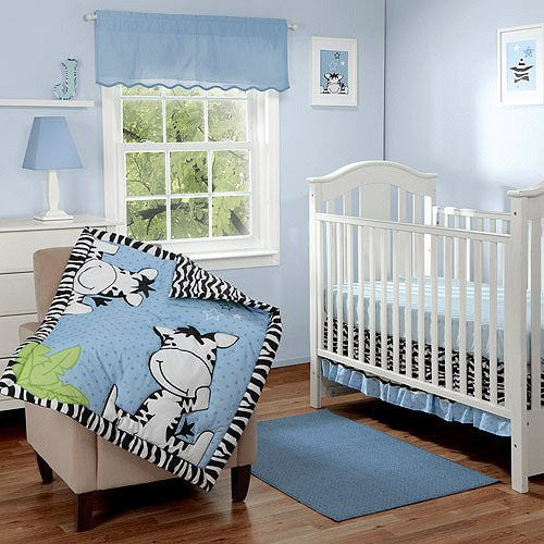 I Luv Zebras Blue  3 Pc Bedding Set