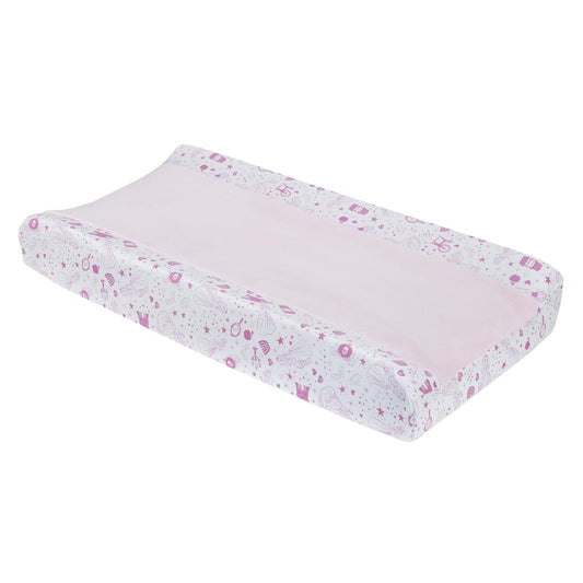 Disney Princess Baby Changing Pad Cover, Cinderella & Belle Fitted Nursery Cover, Pink and White