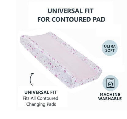 Disney Princess Baby Changing Pad Cover, Cinderella & Belle Fitted Nursery Cover, Pink and White